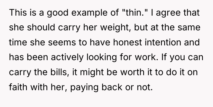 This is a good example of "thin." I agree that...