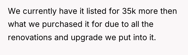 We currently have it listed for 35k more then what...