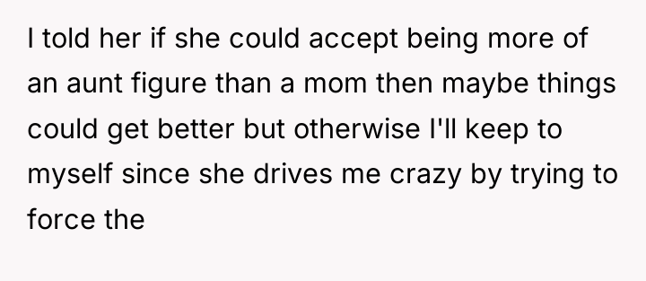 I told her if she could accept being more of...