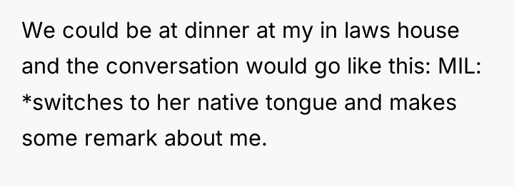 We could be at dinner at my in laws house...