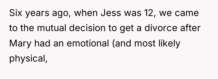 Six years ago, when Jess was 12, we came to...
