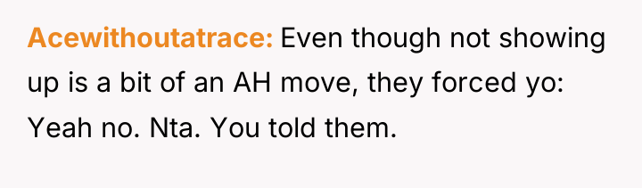 Acewithoutatrace Even though not showing up is a bit of...