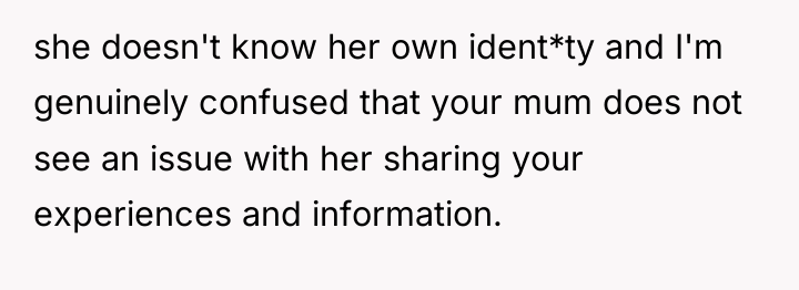 she doesn't know her own ident*ty and I'm genuinely confused...