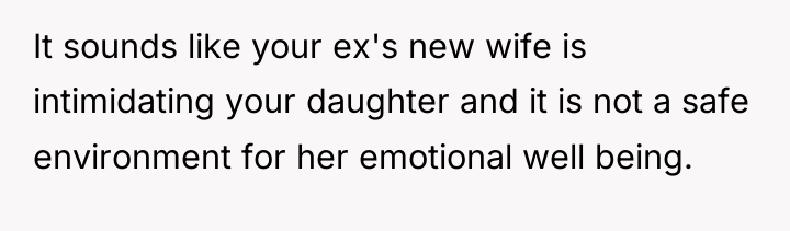 It sounds like your ex's new wife is intimidating your...