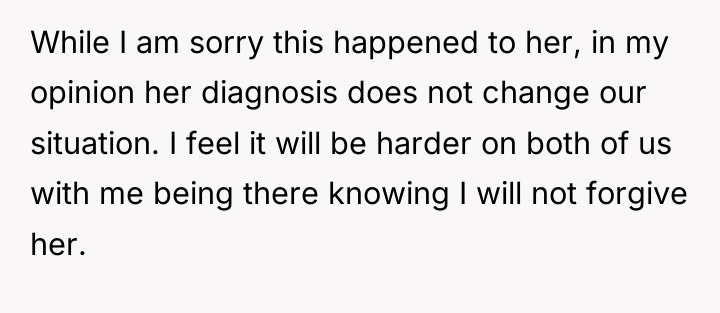 While I am sorry this happened to her, in my...