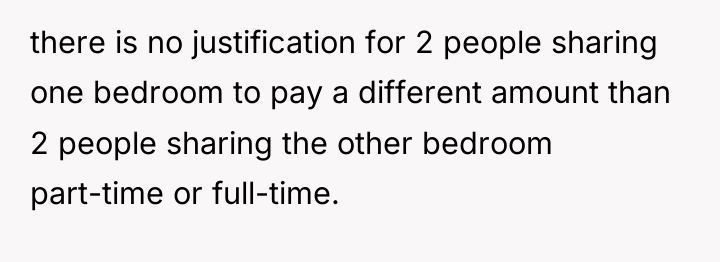 there is no justification for 2 people sharing one bedroom...