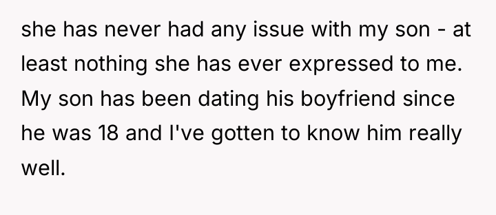 she has never had any issue with my son -...