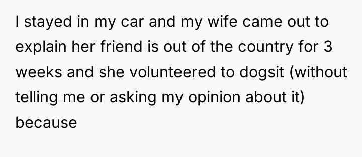 I stayed in my car and my wife came out...