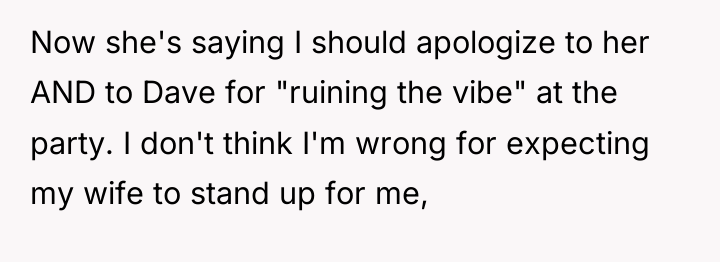 Now she's saying I should apologize to her AND to...