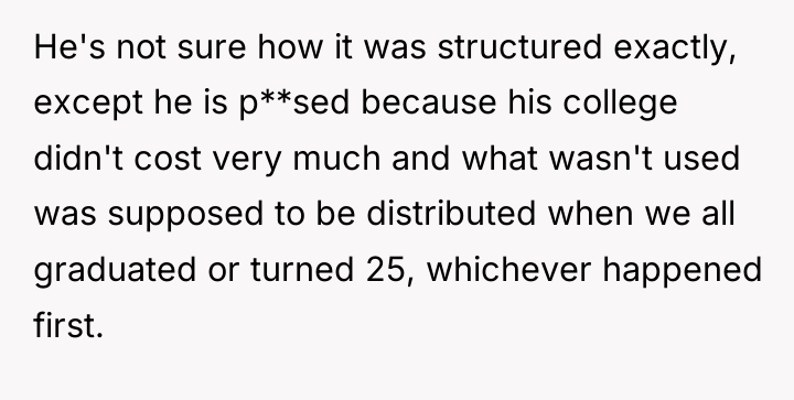 He's not sure how it was structured exactly, except he...