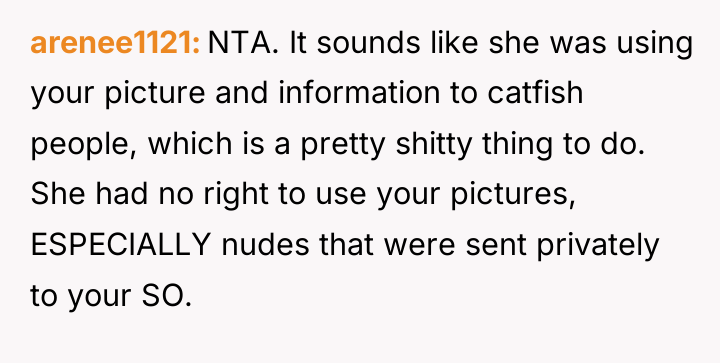 arenee1121 NTA. It sounds like she was using your picture...