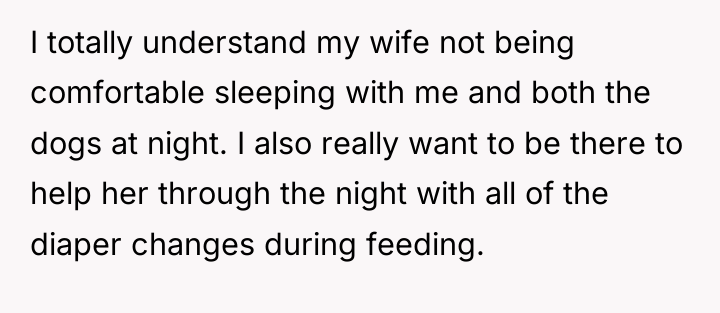 I totally understand my wife not being comfortable sleeping with...