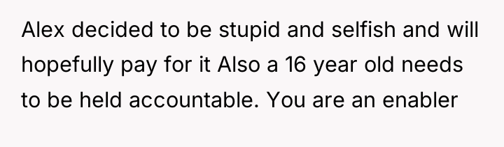 Alex decided to be stupid and selfish and will hopefully...