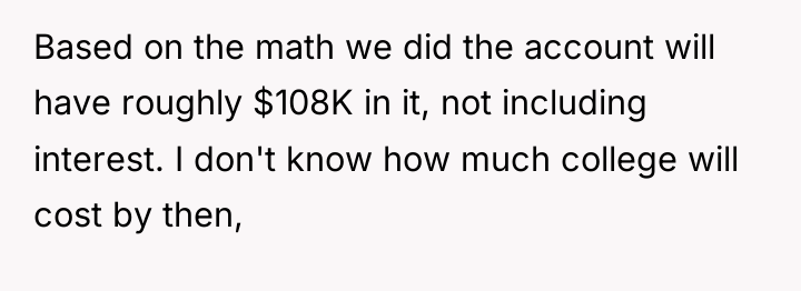 Based on the math we did the account will have...