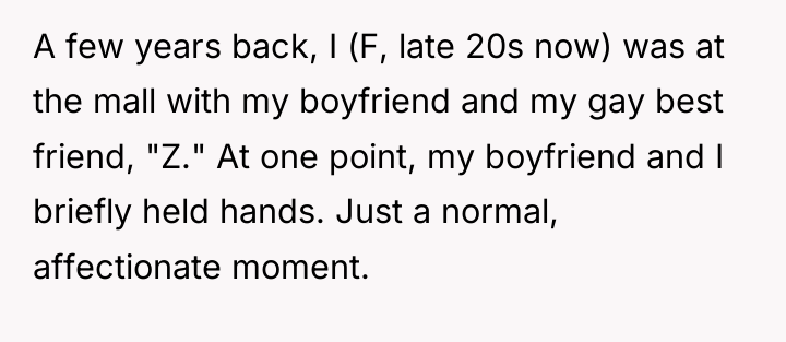 A few years back, I (F, late 20s now) was...