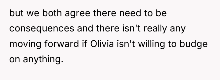 but we both agree there need to be consequences and...