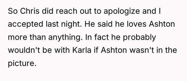 So Chris did reach out to apologize and I accepted...