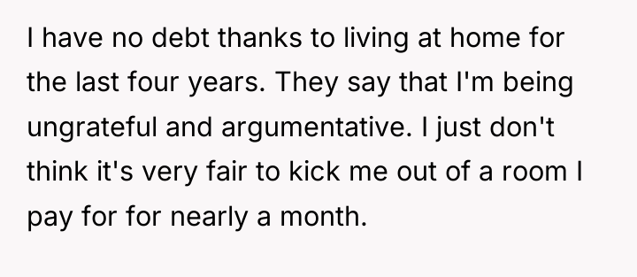 I have no debt thanks to living at home for...