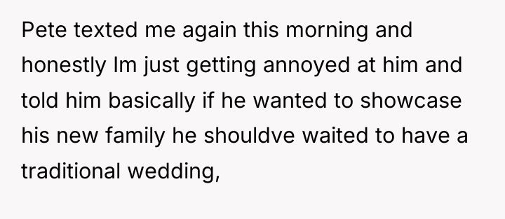 Pete texted me again this morning and honestly Im just...