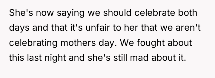 She's now saying we should celebrate both days and that...