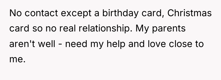 No contact except a birthday card, Christmas card so no...