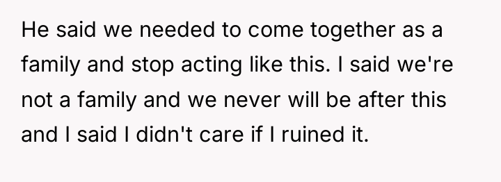 He said we needed to come together as a family...