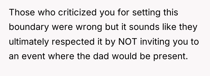 Those who criticized you for setting this boundary were wrong...