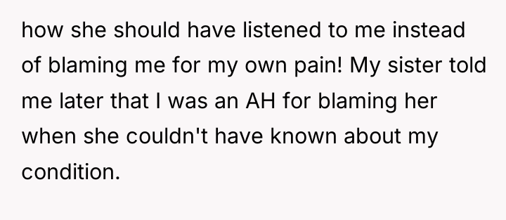 how she should have listened to me instead of blaming...