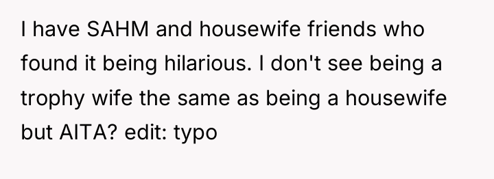 I have SAHM and housewife friends who found it being...