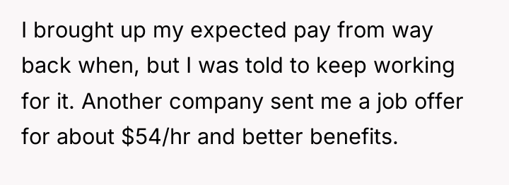 I brought up my expected pay from way back when,...