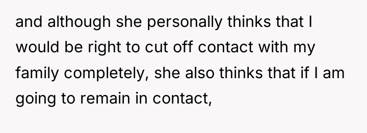and although she personally thinks that I would be right...