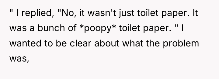 " I replied, "No, it wasn't just toilet paper. It...