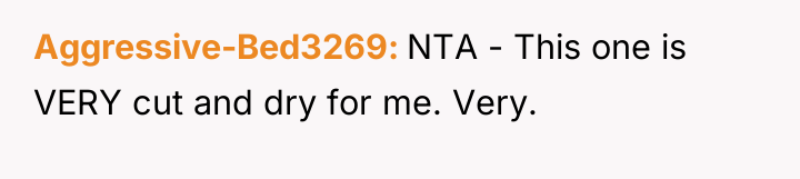 Aggressive-Bed3269 NTA - This one is VERY cut and dry...