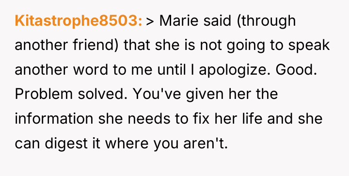 Kitastrophe8503 > Marie said (through another friend) that she is...