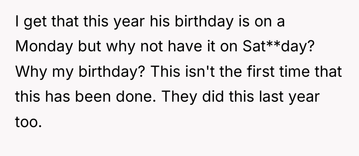 I get that this year his birthday is on a...