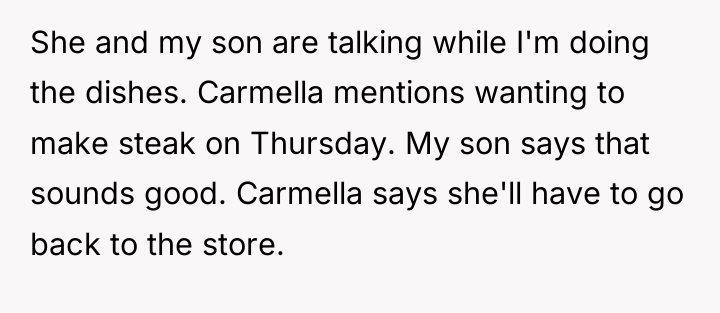 She and my son are talking while I'm doing the...