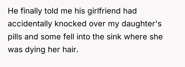 He finally told me his girlfriend had accidentally knocked over...