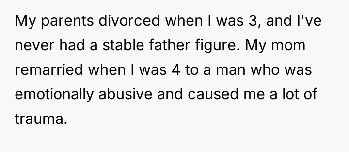 My parents divorced when I was 3, and I've never...