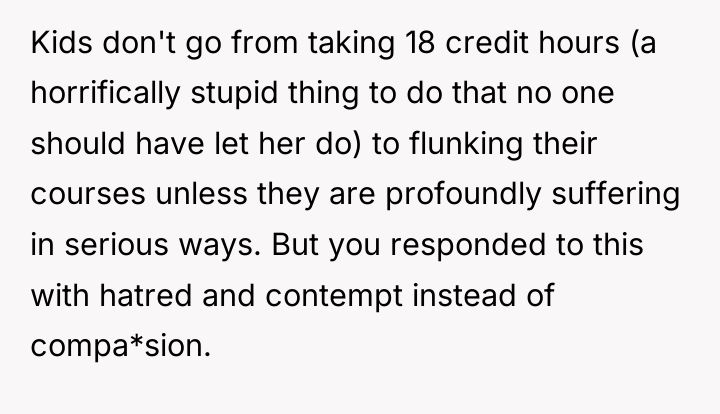 Kids don't go from taking 18 credit hours (a horrifically...