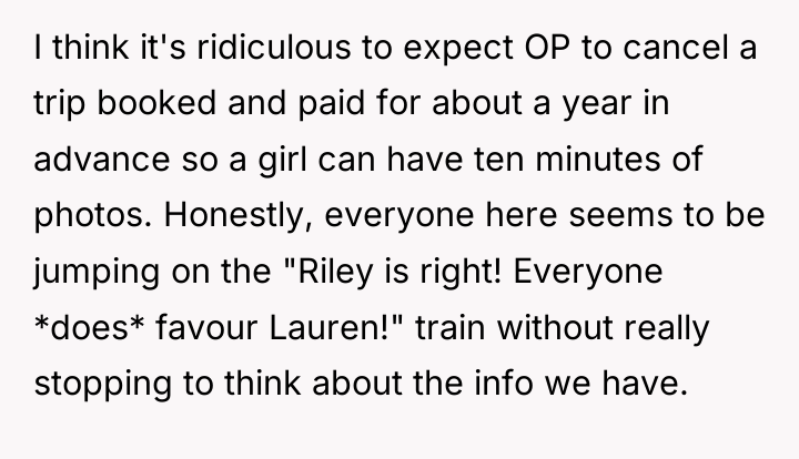 I think it's ridiculous to expect OP to cancel a...