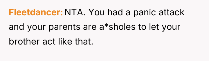 Fleetdancer NTA. You had a panic attack and your parents...