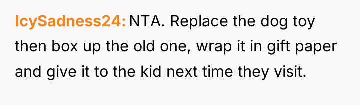 IcySadness24 NTA. Replace the dog toy then box up the...