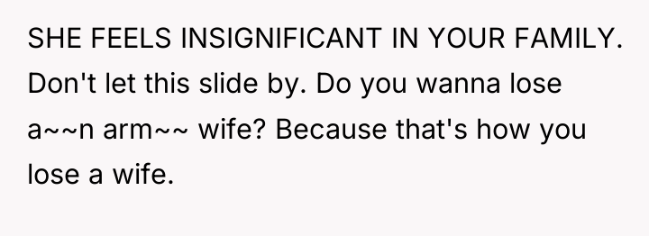 SHE FEELS INSIGNIFICANT IN YOUR FAMILY. Don't let this slide...
