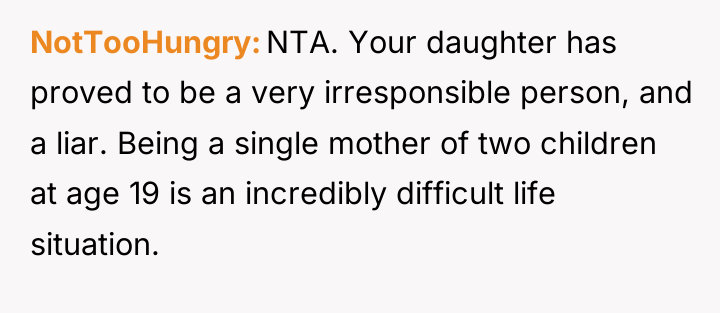 NotTooHungry NTA. Your daughter has proved to be a very...