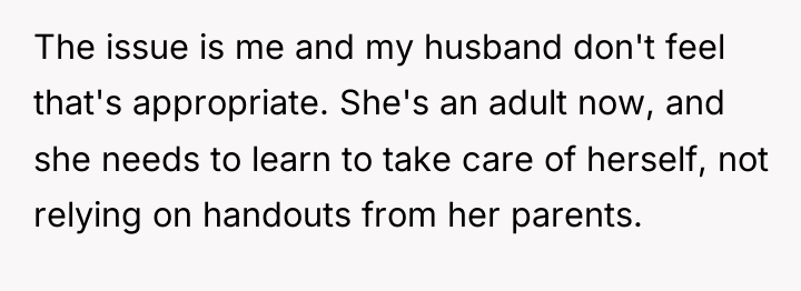 The issue is me and my husband don't feel that's...