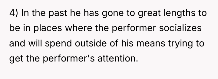 4) In the past he has gone to great lengths...