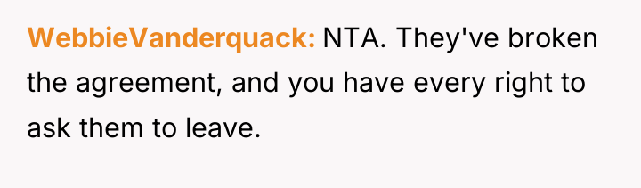 WebbieVanderquack NTA. They've broken the agreement, and you have every...