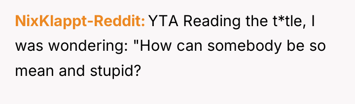NixKlappt-Reddit YTA Reading the t*tle, I was wondering: "How can...
