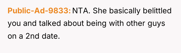 Public-Ad-9833 NTA. She basically belittled you and talked about being...