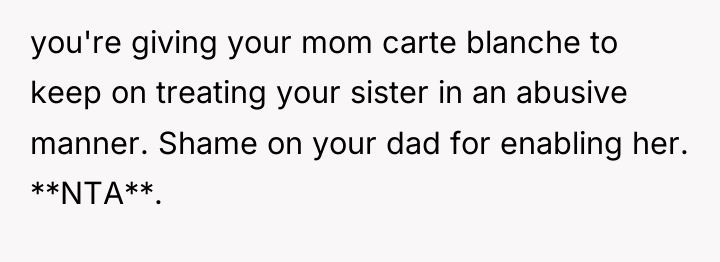 you're giving your mom carte blanche to keep on treating...